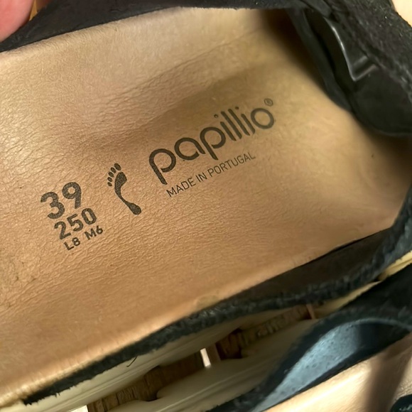 BIRKENSTOCK🌻Papillio ARIZONA Slide Footbed Black/White SANDAL 39 EUR/8-8.5 US - Picture 2 of 9